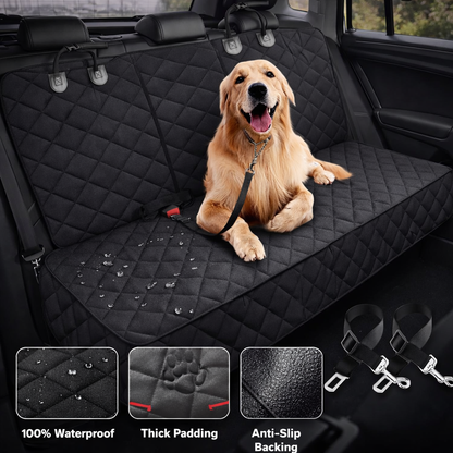 Dog Car Seat Cover, Back Seat Cover for Dogs Pet Car Seat Protector Waterproof Bench Car Seat Cover, Non-Slip Reat Seat Cover Fits Middle Armrest for Most Cars Trucks Suvs - Black
